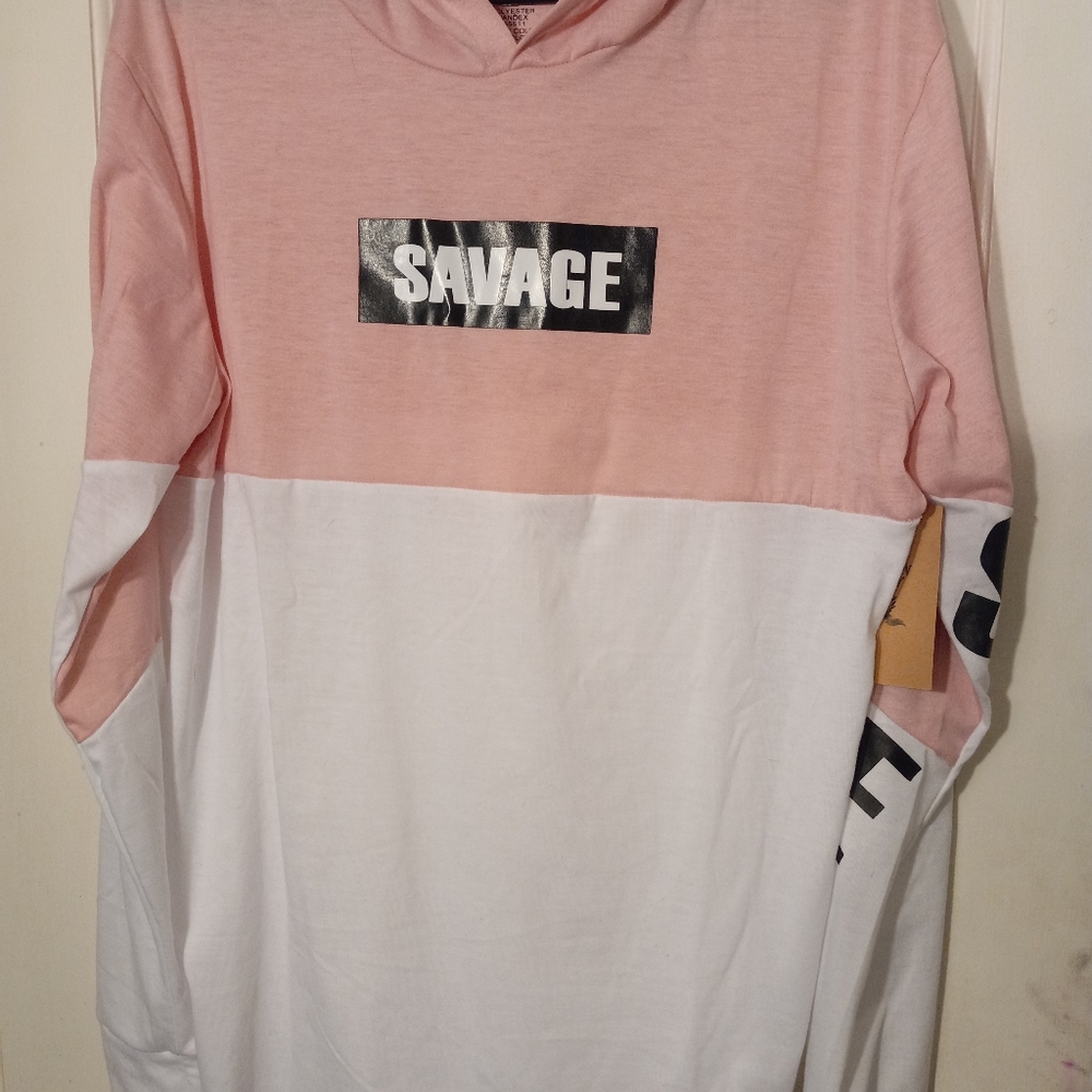 Brooklyn Laundry "SAVAGE" Medium Light Pink hoodie